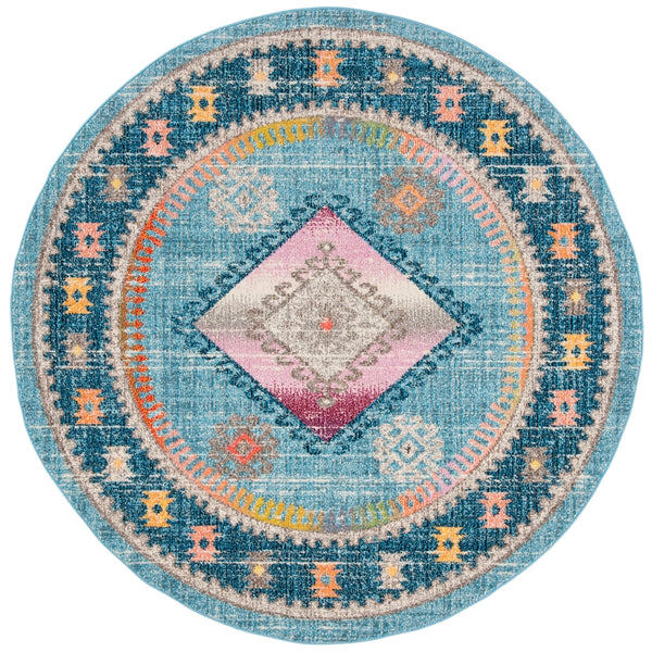 Safavieh Madison 305 Power Loomed Transitional Rug Light Blue / Fuchsia 4' x 6'