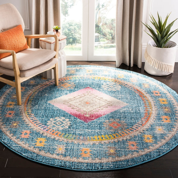 Safavieh Madison 305 Power Loomed Transitional Rug Blue / Fuchsia MAD305R-4