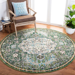 Safavieh Madison 447 Power Loomed 57% Polypropylene, 30% Cotton, 13% Polyester Transitional Rug Green / Turquoise MAD447Y-222