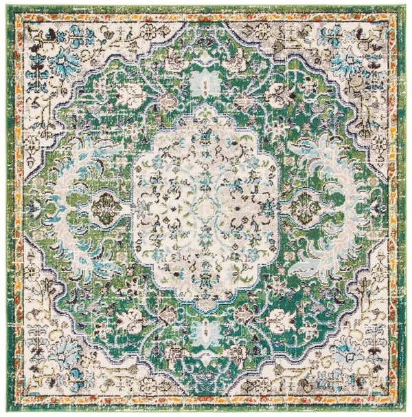 Safavieh Madison 447 Power Loomed 57% Polypropylene, 30% Cotton, 13% Polyester Transitional Rug Green / Turquoise MAD447Y-222