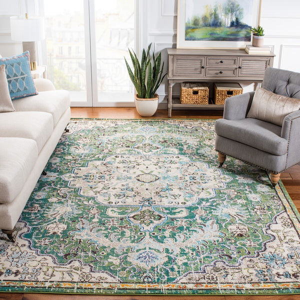 Safavieh Madison 447 Power Loomed Transitional Rug Green / Turquoise 8' x 8' Square