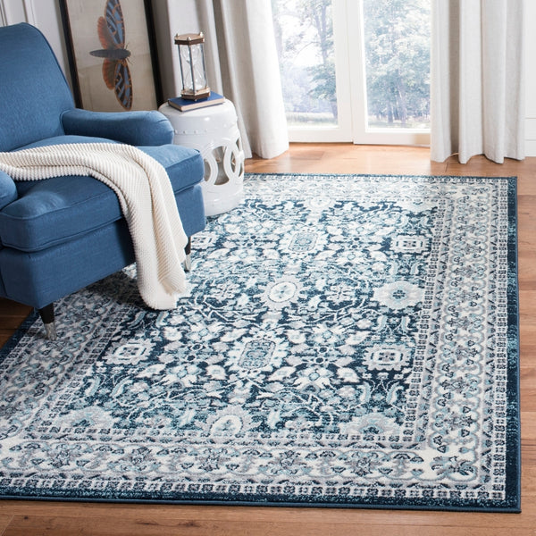 Safavieh Madison 502 Power Loomed TRADITIONAL Rug Cream / Navy 3' x 5'