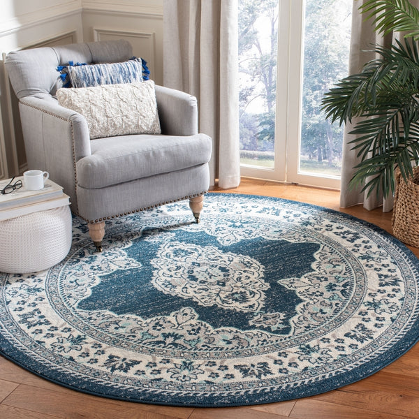 Safavieh Madison 506 Power Loomed TRADITIONAL Rug Cream / Navy MAD506N-3