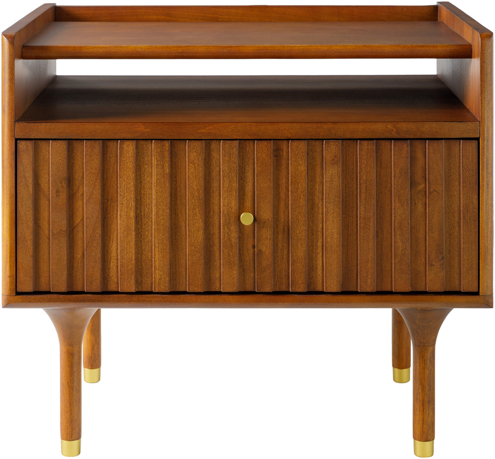 Madri MADR-002 21"H x 23"W x 17"D Nightstand MADR002-211723  Top: Brown; Base: Brown Surya