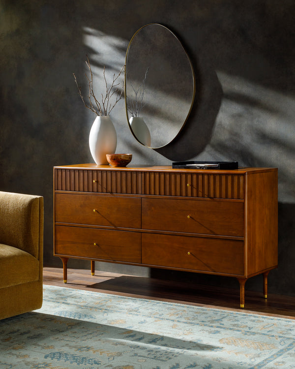 Madri MADR-003 34"H x 62"W x 18"D Dresser MADR003-341862  Top: Brown; Base: Brown Surya