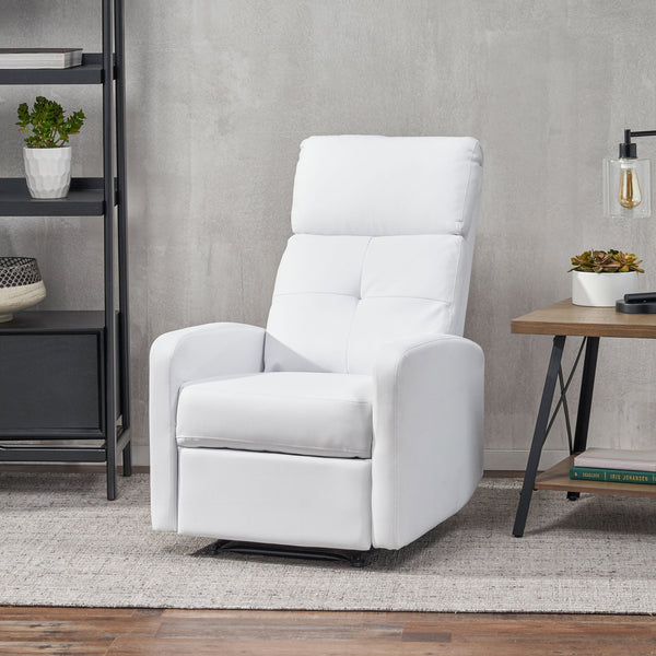 English Elm Christopher Knight Home® - RECLINER Plush PU Upholstered Push-Back Recliner with Contemporary Minimalist Design and Comfort White 57575.00WHI