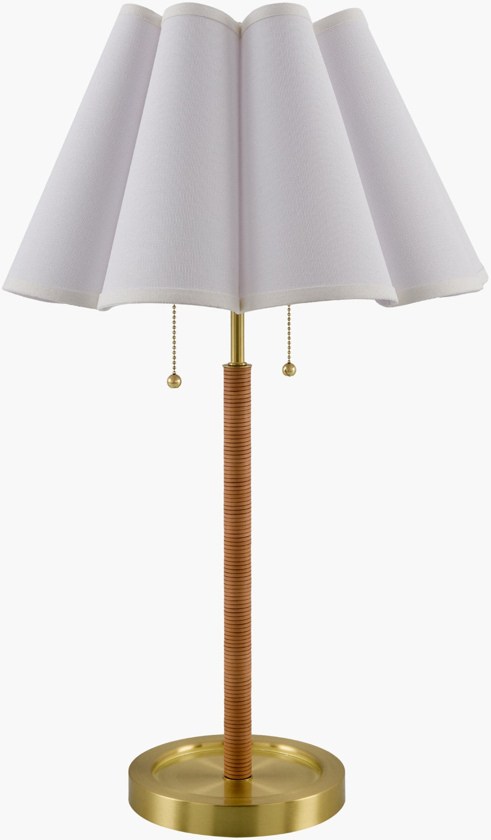 Livabliss Magda Leather Wrapped Iron Base Table Lamp with Linen Shade for Warm Ambient Glow MAG-006