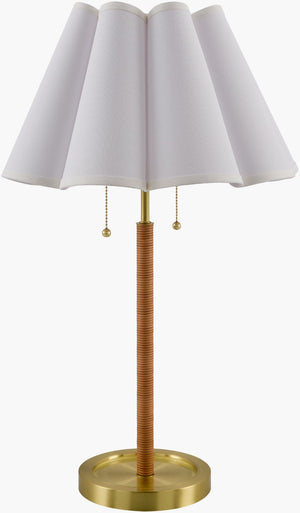 Livabliss Magda Leather Wrapped Iron Base Table Lamp with Linen Shade for Warm Ambient Glow MAG-006
