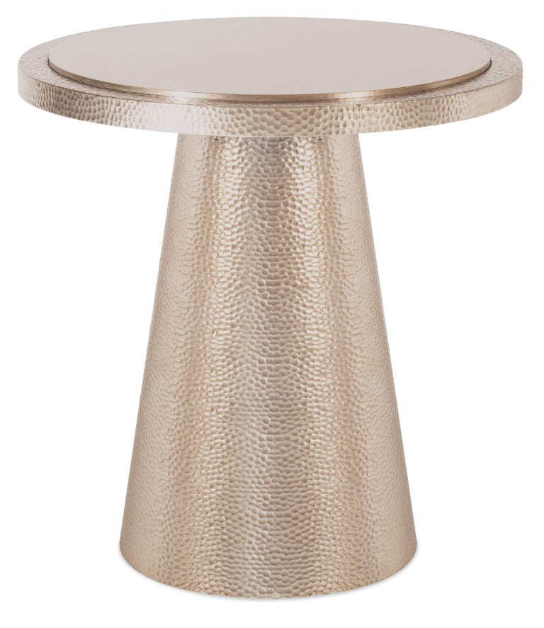 Hooker Furniture Archives Hammered Spot Table — Satin Brass Round Accent With Birch Veneer, Durable Aluminum Base, Timeless Craftsmanship 6123-80003-95