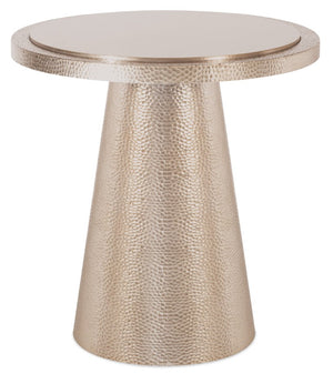 Hooker Furniture Archives Hammered Spot Table — Satin Brass Round Accent With Birch Veneer, Durable Aluminum Base, Timeless Craftsmanship 6123-80003-95