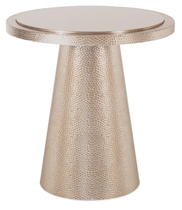 Hooker Furniture Archives Hammered Spot Table — Satin Brass Round Accent With Birch Veneer, Durable Aluminum Base, Timeless Craftsmanship 6123-80003-95
