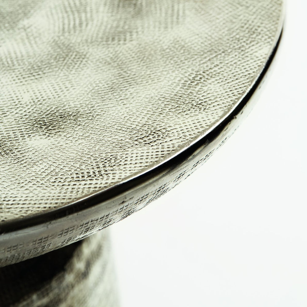 Bernhardt Bernhardt Lorraine Sculptural Round Chairside Table, Nickel Finish Conical Pedestal, 15" Compact Glam 375172