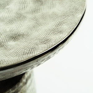 Bernhardt Bernhardt Lorraine Sculptural Round Chairside Table, Nickel Finish Conical Pedestal, 15" Compact Glam 375172