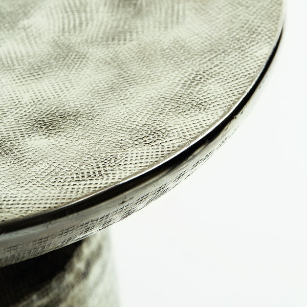 Bernhardt Bernhardt Lorraine Sculptural Round Chairside Table, Nickel Finish Conical Pedestal, 15" Compact Glam 375172