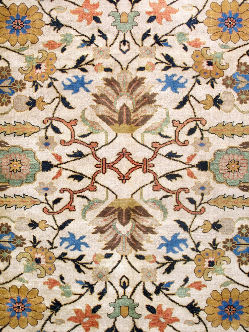 Pasargad Home Mahal Collection Hand-knotted Wool Area Rug - Elegant Ivory Design, 9'3" X 11'10"   P-6 Navy  9x12