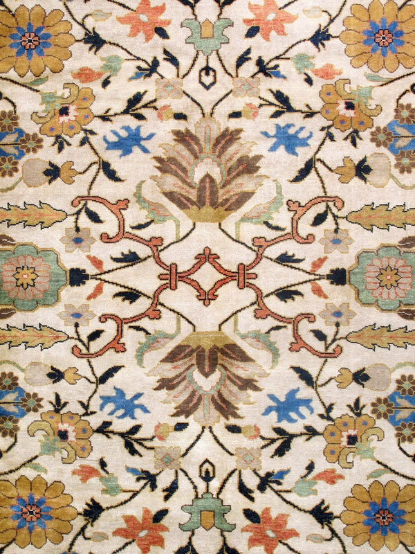 Pasargad Home Mahal Collection Hand-knotted Wool Area Rug - Elegant Ivory Design, 9'3" X 11'10"   P-6 Navy  9x12