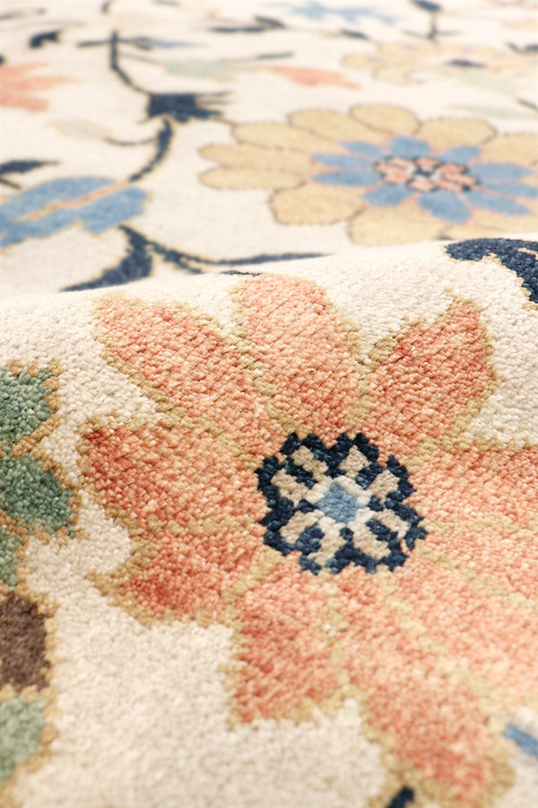 Pasargad Home Mahal Collection Hand-knotted Wool Area Rug - Elegant Ivory Design, 9'3" X 11'10"   P-6 Navy  9x12