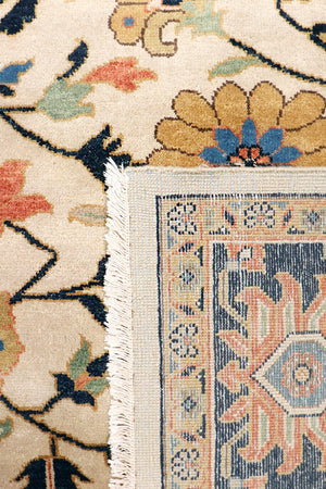 Pasargad Home Mahal Collection Hand-knotted Wool Area Rug - Elegant Ivory Design, 9'3" X 11'10"   P-6 Navy  9x12