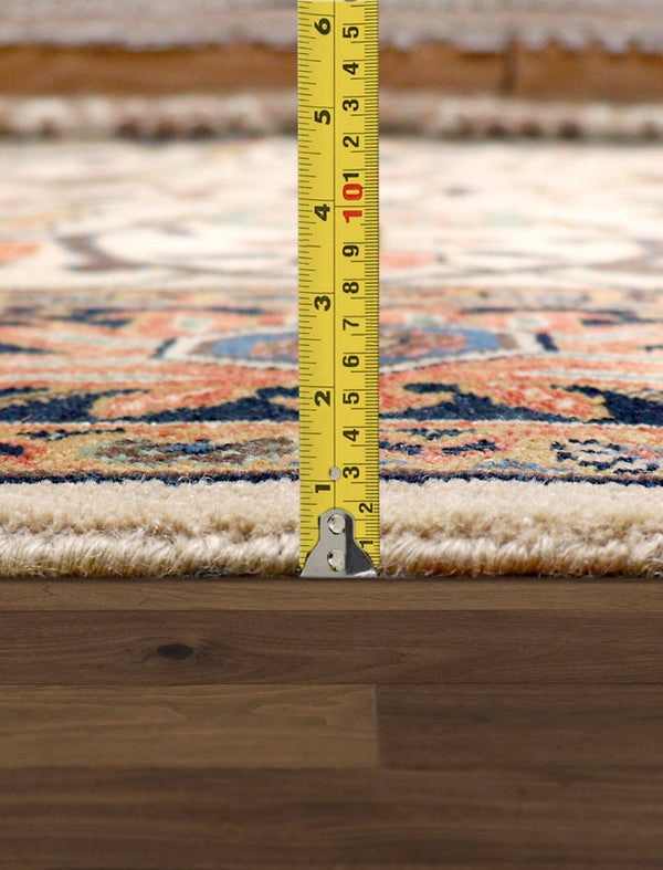 Pasargad Home Mahal Collection Hand-knotted Wool Area Rug - Elegant Ivory Design, 9'3" X 11'10"   P-6 Navy  9x12