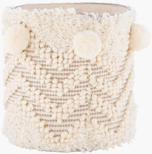 Surya Mali Stylish 14" Decorative Basket – Global Inspired Elegance For Home Décor & Organization White Cotton,Wool Mai-001