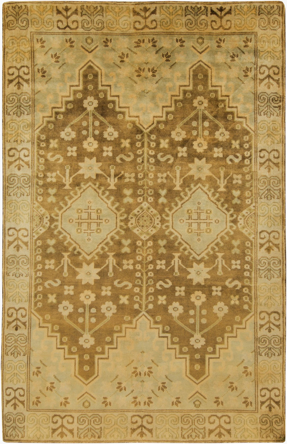Surya Maiden Handmade 2' X 3' Wool Rug – Exquisite Indian Design, Durable & Elegant Home Décor Piece Light Brown Nz Wool Mai7000-5686