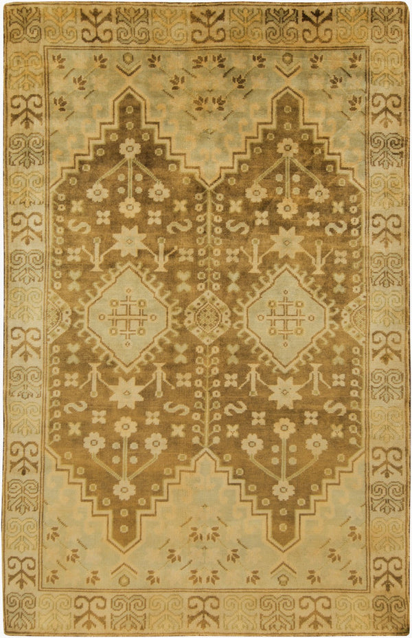 Surya Maiden Handmade 2' X 3' Wool Rug – Exquisite Indian Design, Durable & Elegant Home Décor Piece Light Brown Nz Wool Mai7000-5686