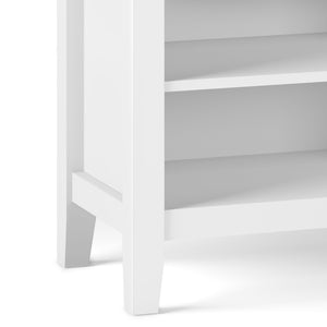 English Elm Artisan Handcrafted White Bedside Table - Elegant Solid Wood Design With Storage For Any Space B136P158382