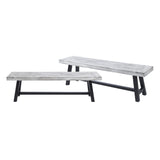 Christopher Knight Home® - Noble House - Outdoor Carlisle Benches, Sandblasted Light Gray + Black(Set Of 2)