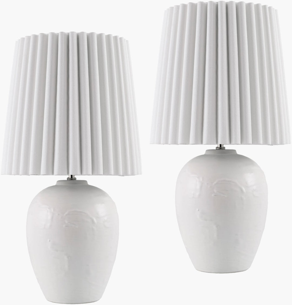 Livabliss Mako Ceramic Accent Lamp with Linen Shade for Bedside or Desk Ambient Lighting MAK002-SET