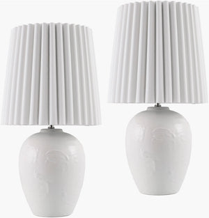 Livabliss Mako Ceramic Accent Lamp with Linen Shade for Bedside or Desk Ambient Lighting MAK002-SET