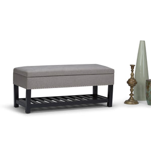 English Elm Lomond Storage Ottoman Bench In Dove Grey - Stylish Seating With Hidden Storage & Open Slat Shelf B136P159127