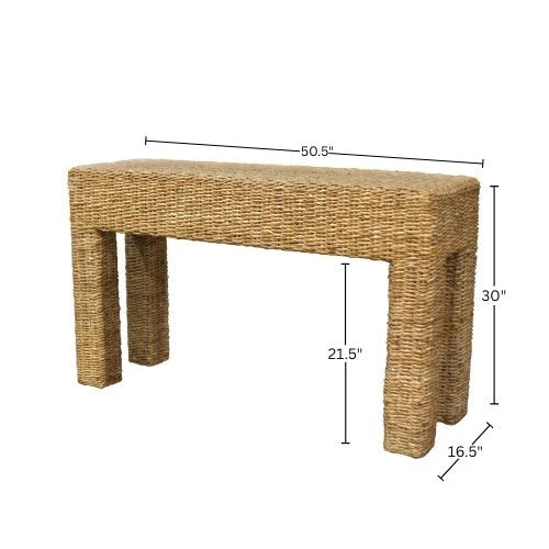 Makai Handwoven Banana Twist Console Table Artisan Natural Fiber Entryway Accent
