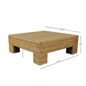 Makai Handwoven Banana Twist Fiber Square Coffee Table for Coastal Bohemian Living Rooms