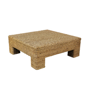 Makai Handwoven Banana Twist Fiber Square Coffee Table for Coastal Bohemian Living Rooms