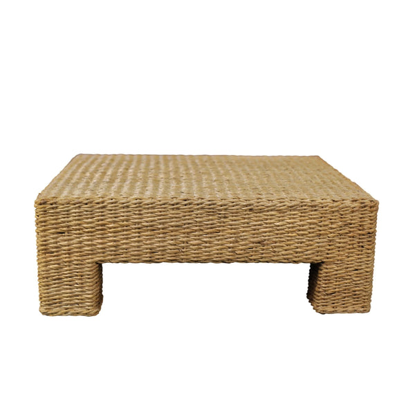 Makai Handwoven Banana Twist Fiber Square Coffee Table for Coastal Bohemian Living Rooms