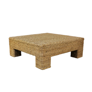 Makai Handwoven Banana Twist Fiber Square Coffee Table for Coastal Bohemian Living Rooms