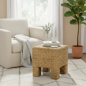 Alpine Furniture Makai Handwoven Banana Twist Square End Table for Coastal and Organic Modern Rooms FA-05