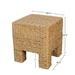 Makai Handwoven Banana Twist Square End Table for Coastal and Organic Modern Rooms