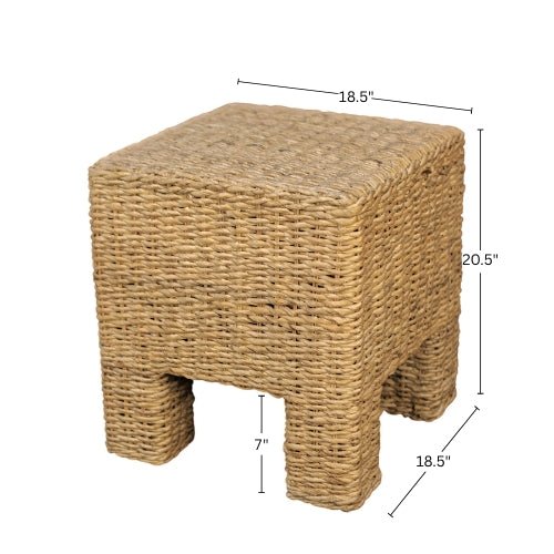 Makai Handwoven Banana Twist Square End Table for Coastal and Organic Modern Rooms