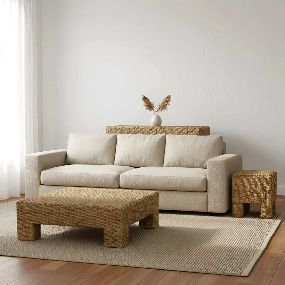 Alpine Furniture Makai Handwoven Banana Twist Square End Table for Coastal and Organic Modern Rooms FA-05