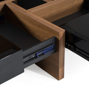 VIG Furniture Makai Modern Square Coffee Table With Hidden Puzzle Top & 4 Soft-Close Drawers, Black/Walnut Finish VGBBLE624E-BLK