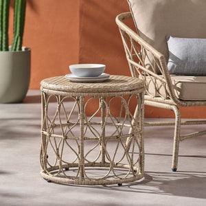 English Elm Christopher Knight Home® - BRUCE Rattan Side Table with Wicker Weave Top, Boho Outdoor Accent, Durable Polyethylene, 19.75" H Brown 70418.00LBRN