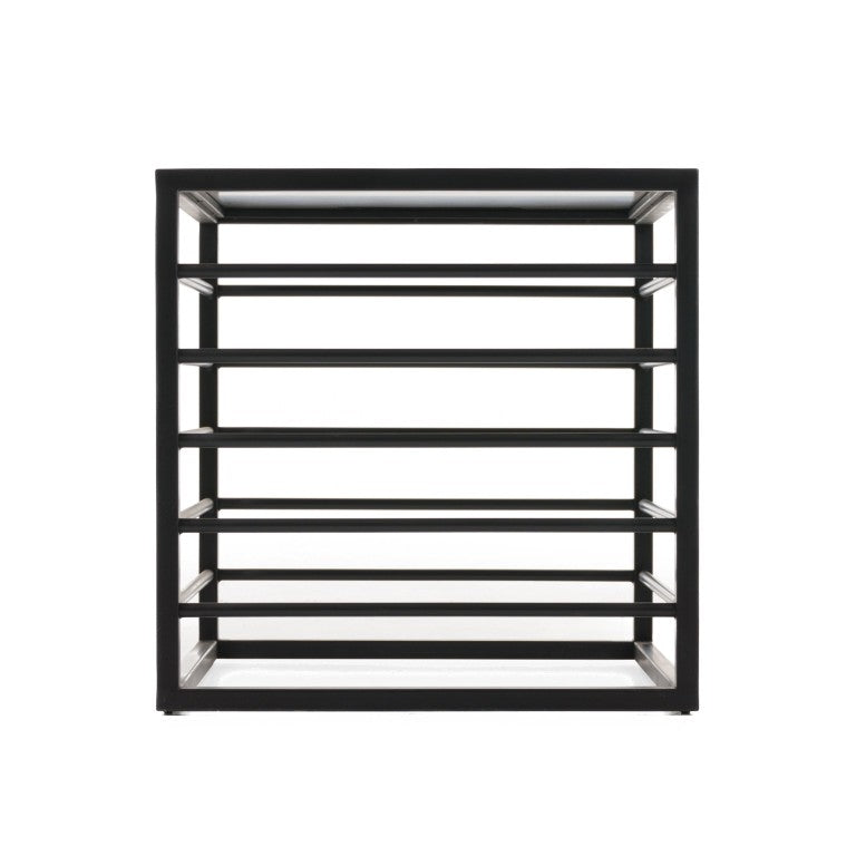 VIG Furniture Malvo Modern Wrought-Iron End Table With Dark Tempered Glass Top, 24" Square, 330 Lb Capacity VGODLZ-215E-BLK-ET