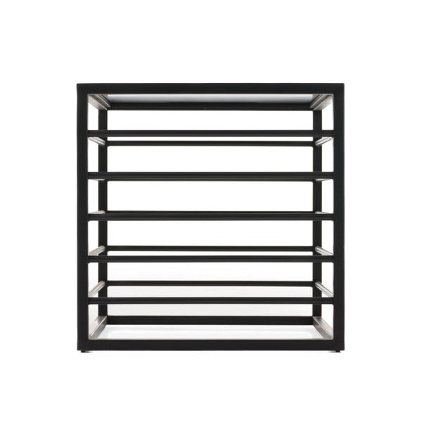VIG Furniture Malvo Modern Wrought-Iron End Table With Dark Tempered Glass Top, 24" Square, 330 Lb Capacity VGODLZ-215E-BLK-ET