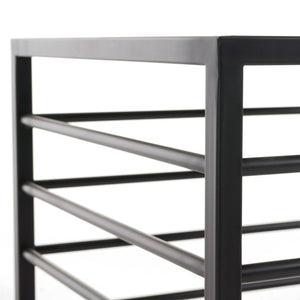 VIG Furniture Malvo Modern Wrought-Iron End Table With Dark Tempered Glass Top, 24" Square, 330 Lb Capacity VGODLZ-215E-BLK-ET