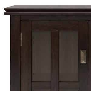 English Elm Artisan Low Storage Cabinet - Handcrafted Tobacco Brown Wood With Glass Doors For Versatile Style B136P158398