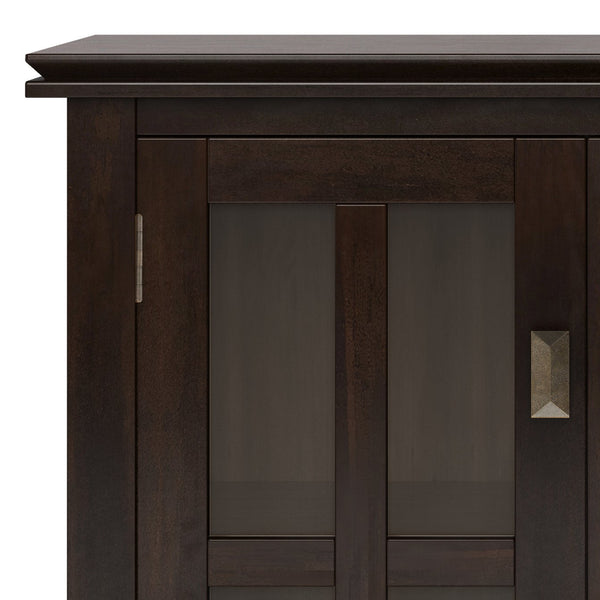 English Elm Artisan Low Storage Cabinet - Handcrafted Tobacco Brown Wood With Glass Doors For Versatile Style B136P158398