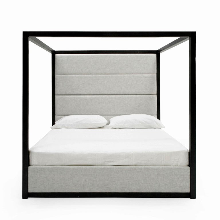 VIG Furniture Manhattan Contemporary Canopy Platform Bed With Upholstered Headboard, Grey-Wash Wood, Queen-Size Cozy Retreat VGMA-BR-127-BED-queen