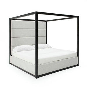 VIG Furniture Manhattan- Contemporary Wash Grey Canopy Bedroom Set With Upholstered Headboard, Storage & 800Lb Capacity VGMA-BR-127-SET-Q