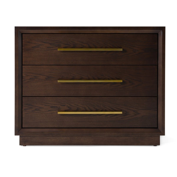 VIG Furniture Manhattan Luxe Bedside Chest With Gold-Tone Hardware, Three Drawers, Solid Wood & Mdf Craftsmanship Brown Nightstand VGMA-BR-127-NS-CRY